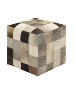Grayson Lane 16-in Modern Silver and Brown Genuine Leather Square Ottoman