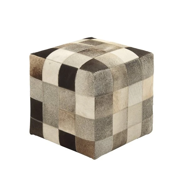 Grayson Lane 16-in Modern Silver and Brown Genuine Leather Square Ottoman 1 Grayson Lane 16-in Modern Silver and Brown Genuine Leather Square Ottoman