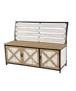 Grayson Lane 35-in x 48-in Farmhouse Brown Storage Bench