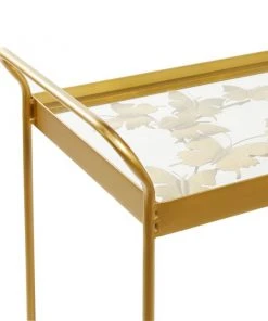 Grayson Lane Gold Steel Base with Steel Top Kitchen Carts - 35.6-in x 18.35-in -GRAYSON LANE shop 330944867 AlternateImage4 l