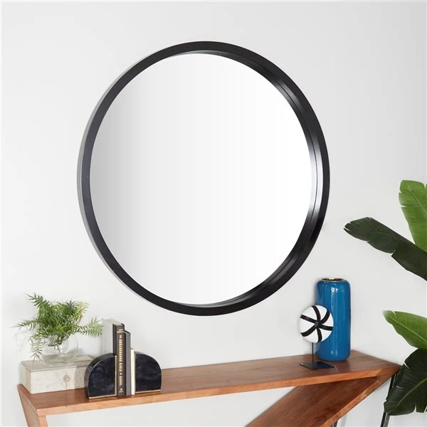 Grayson Lane 42-in x 42-in Round Black Metal Framed Wall Mirror 2 Grayson Lane 42-in x 42-in Round Black Metal Framed Wall Mirror - Image 2