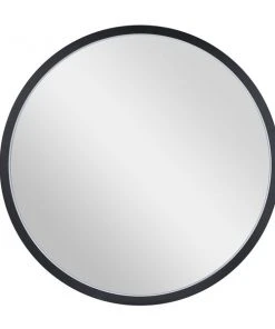 Grayson Lane 42-in x 42-in Round Black Metal Framed Wall Mirror