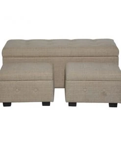 Grayson Lane 17-in x 41-in Industrial Beige Storage Bench - Set of 3