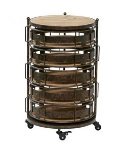 Grayson Lane Brown Metal Base with Steel Top Kitchen Carts - 31.6-in x 20.75-in