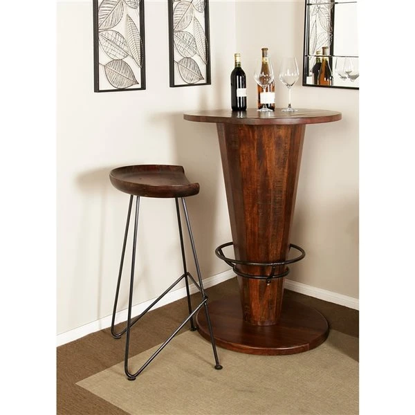 Grayson Lane 32-in x 17-in Rustic Bar Stool Brown Iron and Wood 2 Grayson Lane 32-in x 17-in Rustic Bar Stool Brown Iron and Wood - Image 2