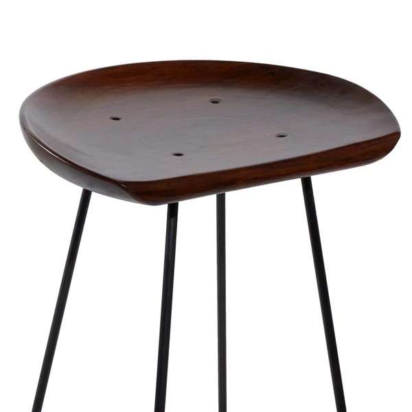 Grayson Lane 32-in x 17-in Rustic Bar Stool Brown Iron and Wood 3 Grayson Lane 32-in x 17-in Rustic Bar Stool Brown Iron and Wood - Image 3