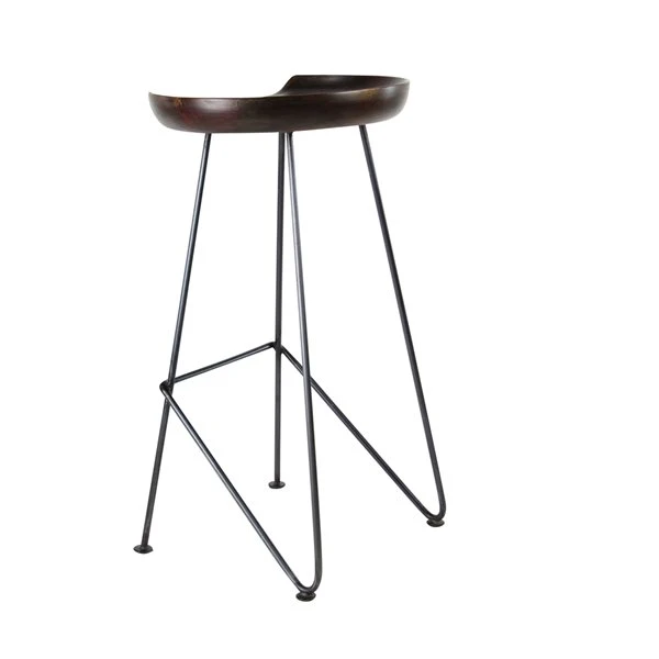 Grayson Lane 32-in x 17-in Rustic Bar Stool Brown Iron and Wood 5 Grayson Lane 32-in x 17-in Rustic Bar Stool Brown Iron and Wood - Image 5
