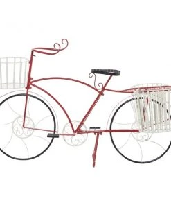 Grayson Lane 18-in W x 32.5-in H Farmhouse Red Metal Bicycle Planter - Set of 1
