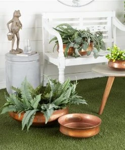 Grayson Lane 22-in W x 7-in H Rustic Copper Metal Low Round Planters - Set of 4 -GRAYSON LANE shop 330945007 AlternateImage2 l