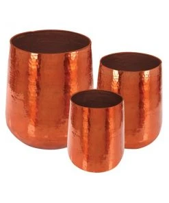 Grayson Lane 10-in W x 13-in H Glam Copper Metal Round Planters - Set of 3