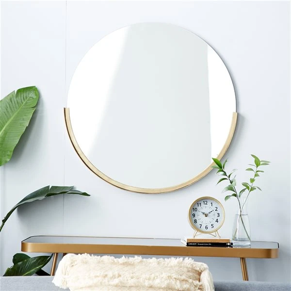 330945016_AlternateImage1_l.jpg Grayson Lane 30.25-in x 30.75-in Round Gold Wall Mirror -GRAYSON LANE shop 330945016 AlternateImage1 l