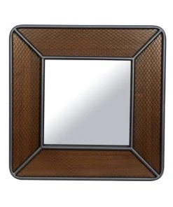 Grayson Lane 31.5-in x 31.5-in Square Brown Wall Mirror