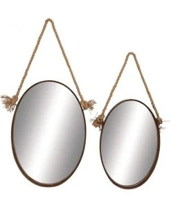 Grayson Lane 45-in x 20.5-in Oval Brown Wall Mirror