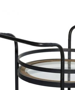 Grayson Lane Black Metal Base with Glass Top Kitchen Cart (35-in x 21-in x 16-in) -GRAYSON LANE shop 330945030 AlternateImage4 l