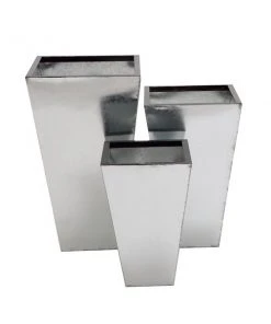 Grayson Lane 15-in W x 26-in H Contemporary Silver Metal Square Planters - Set of 3