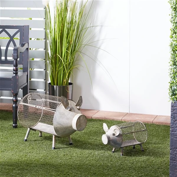 Grayson Lane 85-in W x 9.45-in H Farmhouse Brown Metal Pig Planters - Set of 2 2 Grayson Lane 85-in W x 9.45-in H Farmhouse Brown Metal Pig Planters - Set of 2 - Image 2