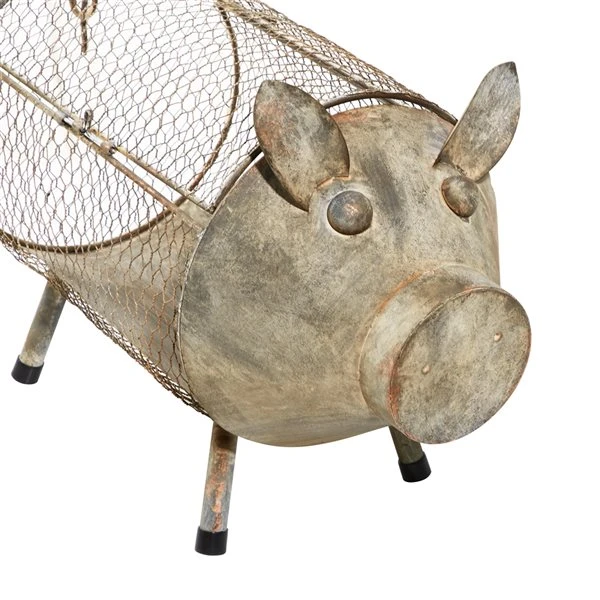 Grayson Lane 85-in W x 9.45-in H Farmhouse Brown Metal Pig Planters - Set of 2 3 Grayson Lane 85-in W x 9.45-in H Farmhouse Brown Metal Pig Planters - Set of 2 - Image 3