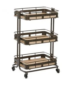 Grayson Lane Brown Metal Base with Wood Top Kitchen Cart (28-in x 18-in)
