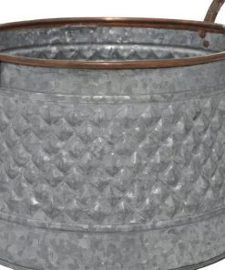 Grayson Lane 16-in W x 10-in H Farmhouse Grey Metal Round Planters with Handles - Set of 3 -GRAYSON LANE shop 330945044 AlternateImage3 l