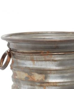 Grayson Lane 20-in W x 15-in H Farmhouse Grey Metal Round Planters - Set of 3 -GRAYSON LANE shop 330945046 AlternateImage4 l