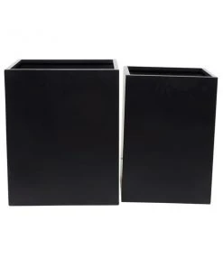Grayson Lane 17.7-in W x 21.15-in H Modern Black Metal Square Planters - Set of 2