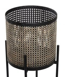 Grayson Lane 11-in W x 31.5-in H Glam Gold Perforated Metal Round Planters with Black Stands - Set of 2 -GRAYSON LANE shop 330945066 AlternateImage3 l