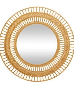 Grayson Lane 35.63-in x 35.63-in Round Brown Wall Mirror