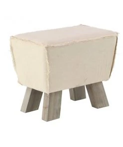 Grayson Lane Rustic White Rugged Linen Rectangle Ottoman