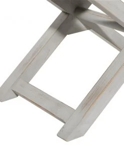 Grayson Lane Farmhouse Black Faux Leather and Distressed White X-Shaped Wood Frame Square Ottoman -GRAYSON LANE shop 330945081 AlternateImage4 l