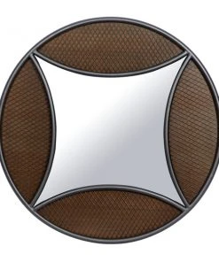 Grayson Lane 31.5-in x 31.5-in Round Brown Wall Mirror