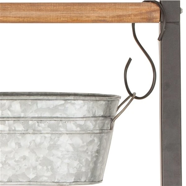 Grayson Lane 6-in W x 75-in H Farmhouse Grey Metal Ladder Planter with Hanging Pots - Set of 1 3 Grayson Lane 6-in W x 75-in H Farmhouse Grey Metal Ladder Planter with Hanging Pots - Set of 1 - Image 3