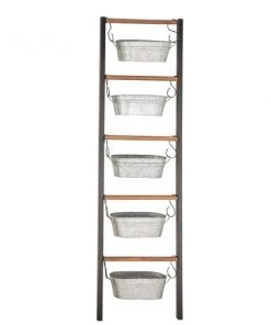Grayson Lane 6-in W x 75-in H Farmhouse Grey Metal Ladder Planter with Hanging Pots - Set of 1 8 Grayson Lane 6-in W x 75-in H Farmhouse Grey Metal Ladder Planter with Hanging Pots - Set of 1 -GRAYSON LANE shop 330945102 AlternateImage5 l