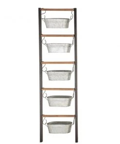 Grayson Lane 6-in W x 75-in H Farmhouse Grey Metal Ladder Planter with Hanging Pots - Set of 1 9 Grayson Lane 6-in W x 75-in H Farmhouse Grey Metal Ladder Planter with Hanging Pots - Set of 1 -GRAYSON LANE shop 330945102 AlternateImage6 l