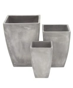 Grayson Lane 18-in W x 24-in H Contemporary Concrete Grey Clay Square Planters - Set of 3