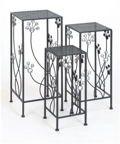 Grayson Lane 24-in x 28-in Black Metal Traditional Plant Stand - Set of 3