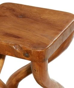 Grayson Lane Modern Twisted Brown Teak Wood Square Ottoman -GRAYSON LANE shop 330945110 AlternateImage3 l