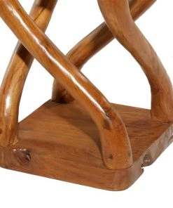 Grayson Lane Modern Twisted Brown Teak Wood Square Ottoman -GRAYSON LANE shop 330945110 AlternateImage4 l