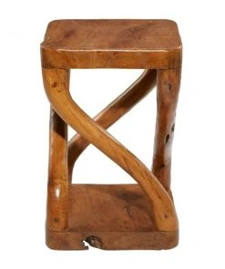 Grayson Lane Modern Twisted Brown Teak Wood Square Ottoman -GRAYSON LANE shop 330945110 AlternateImage5 l