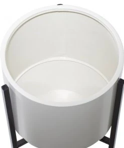 Grayson Lane 15-in W x 26-in H Modern White/Black Metal Round Planters - Set of 3 -GRAYSON LANE shop 330945111 AlternateImage3 l