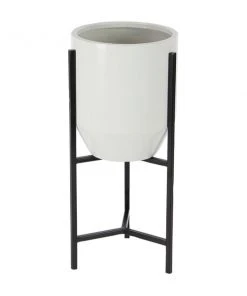 Grayson Lane 15-in W x 26-in H Modern White/Black Metal Round Planters - Set of 3 -GRAYSON LANE shop 330945111 AlternateImage5 l