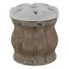 Grayson Lane Rustic Light Grey Tufted Round Integrated Storage Ottoman with Textured Base