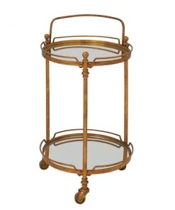Grayson Lane Gold Metal Base with Mirror Top Kitchen Cart (31-in x 19-in)