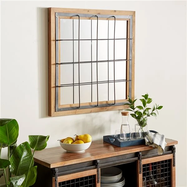 330945128_AlternateImage1_l.jpg Grayson Lane 31.75-in x 31.5-in Square Brown Wall Mirror -GRAYSON LANE shop 330945128 AlternateImage1 l