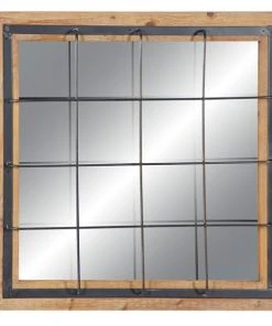 Grayson Lane 31.75-in x 31.5-in Square Brown Wall Mirror