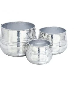 Grayson Lane 18-in W x 13-in H Glam Silver Metal Round Planters - Set of 3 -GRAYSON LANE shop 330945131 AlternateImage5 l