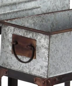 Grayson Lane 19-in W x 29-in H Farmhouse Grey Metal Rectangle Planters on Wheels - Set of 2 -GRAYSON LANE shop 330945132 AlternateImage3 l