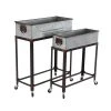 Grayson Lane 19-in W x 29-in H Farmhouse Grey Metal Rectangle Planters on Wheels - Set of 2