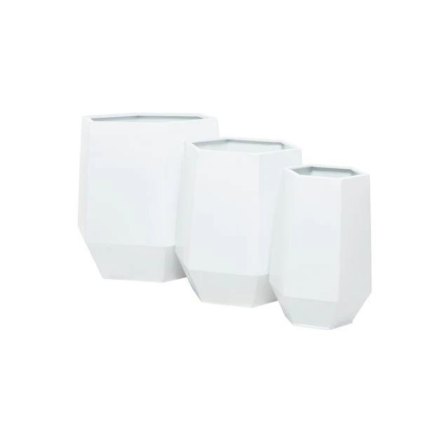 Grayson Lane 18.3-in W x 19.75-in H Modern White Metal Round Planters - Set of 3 5 Grayson Lane 18.3-in W x 19.75-in H Modern White Metal Round Planters - Set of 3 - Image 5