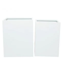Grayson Lane 17.3-in W x 215-in H Modern White Metal Rectangle Planters - Set of 2