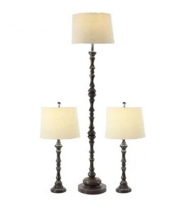 Grayson Lane Standard Lamp Set with Off-White Shade - Set of 3